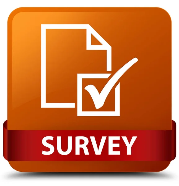 Survey brown square button red ribbon in middle — Stock Photo, Image