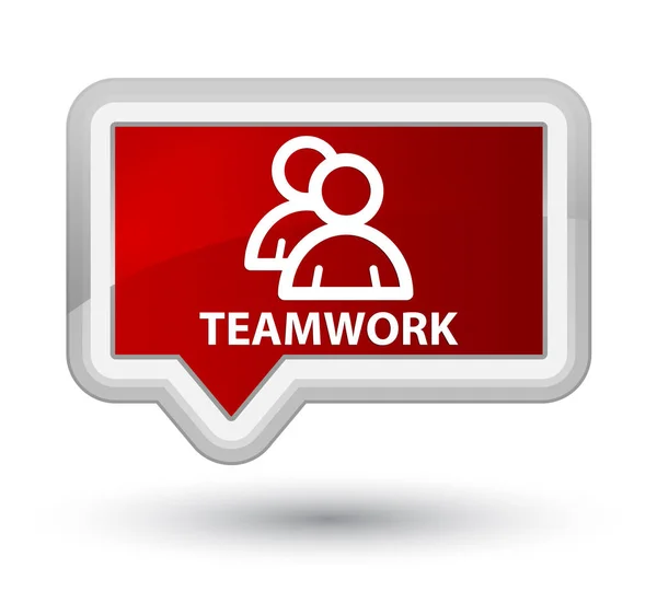 Lavoro di squadra (icona del gruppo) primo pulsante banner rosso — Foto Stock