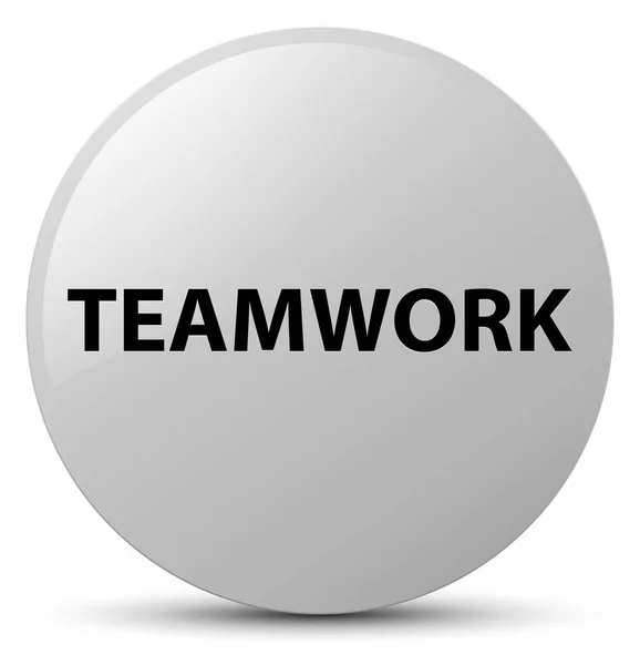 Teamwork white round button — Stock Photo, Image