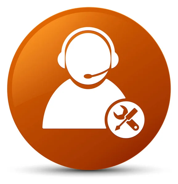Tech support icon brown round button — Stock Photo, Image