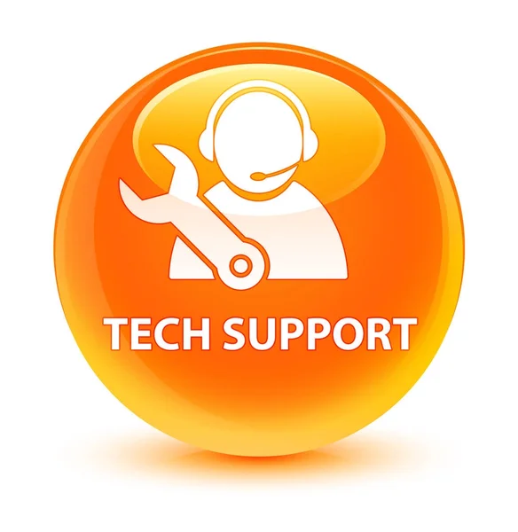 Tech support glassy orange round button — Stock Photo, Image