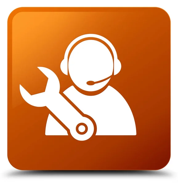 Tech support icon brown square button — Stock Photo, Image