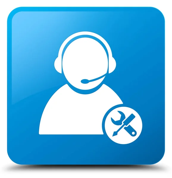Tech support icon cyan blue square button — Stock Photo, Image