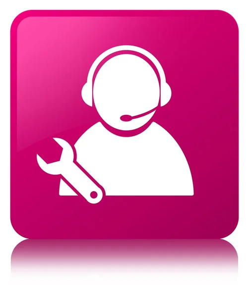 Supporto tecnico icona rosa pulsante quadrato — Foto Stock