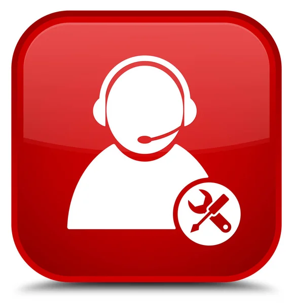 Tech support icon special red square button — Stock Photo, Image