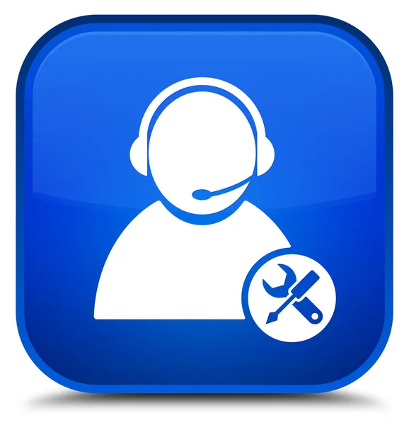 Icono de soporte técnico botón cuadrado azul especial — Foto de Stock