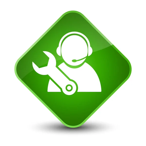 Tech support icon elegant green diamond button — Stock Photo, Image