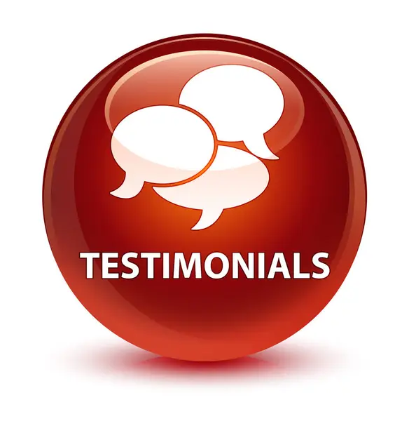 Testimonianze (icona commenti) vetro marrone pulsante rotondo — Foto Stock