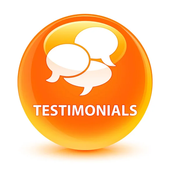 Testimonianze (icona commenti) vetro arancione pulsante rotondo — Foto Stock