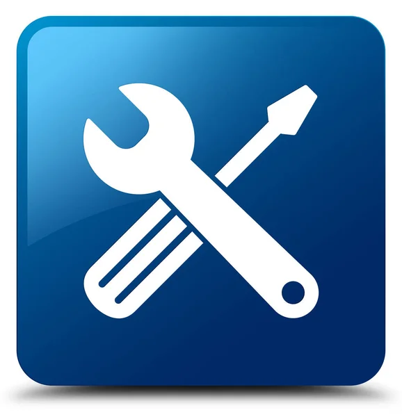 Eszközök ikon kék négyzet gomb — Stock Fotó