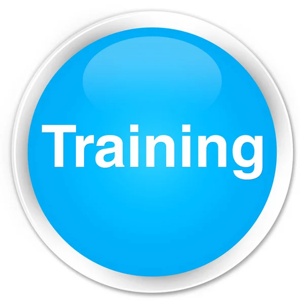 Botão redondo azul ciano premium de treinamento — Fotografia de Stock