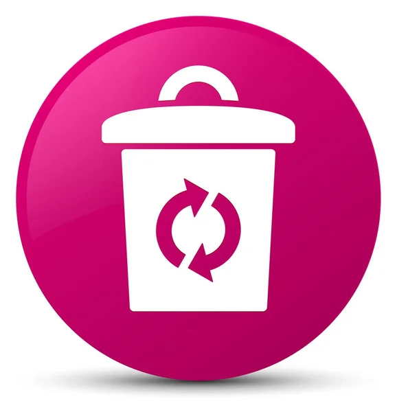 Różowy ikonę Kosz okrągły przycisk — Zdjęcie stockowe