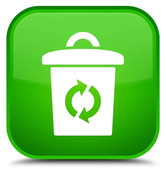 휴지통 아이콘 특별 한 녹색 사각형 버튼 — 스톡 사진