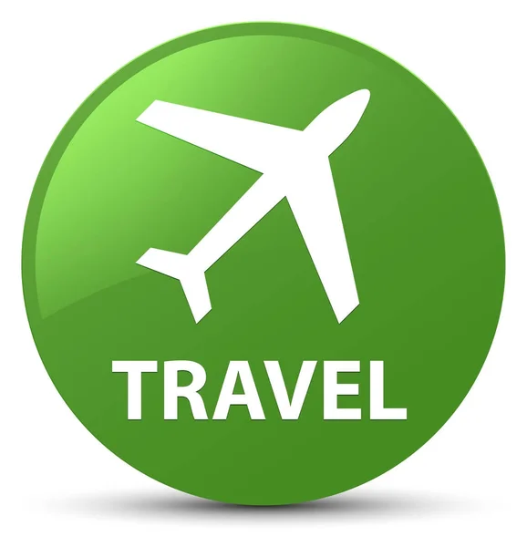 Travel (plane icon) soft green round button — Stock Photo, Image