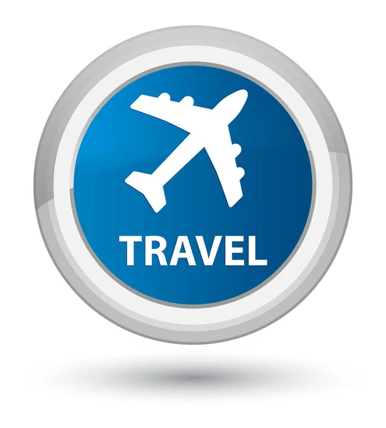 Viaje (icono de avión) botón redondo azul primo — Foto de Stock