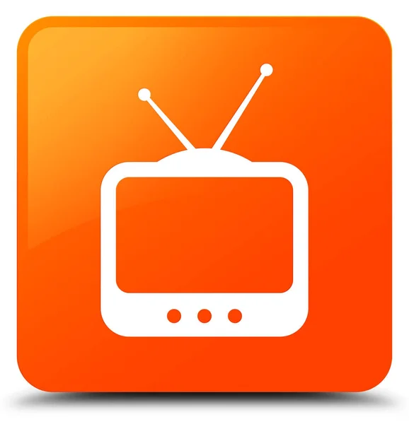 Tv icon orange quadratische Taste — Stockfoto