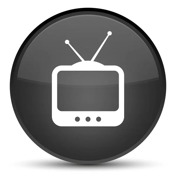 Icône TV bouton rond noir spécial — Photo