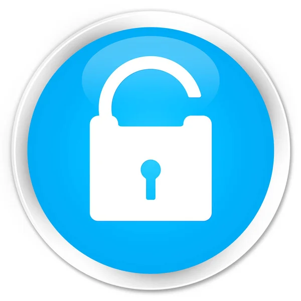 Odblokować ikony premium cyan niebieski okrągły przycisk — Zdjęcie stockowe