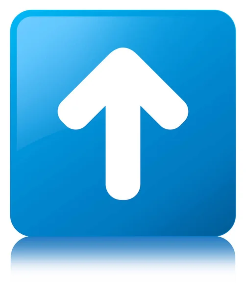 Upload arrow icon cyan blue square button — Stock Photo, Image