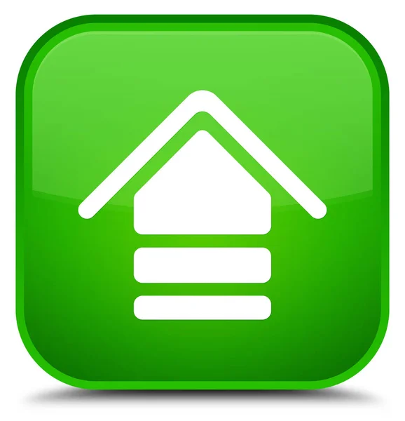 Speciale groene vierkante knoop van het pictogram uploaden — Stockfoto