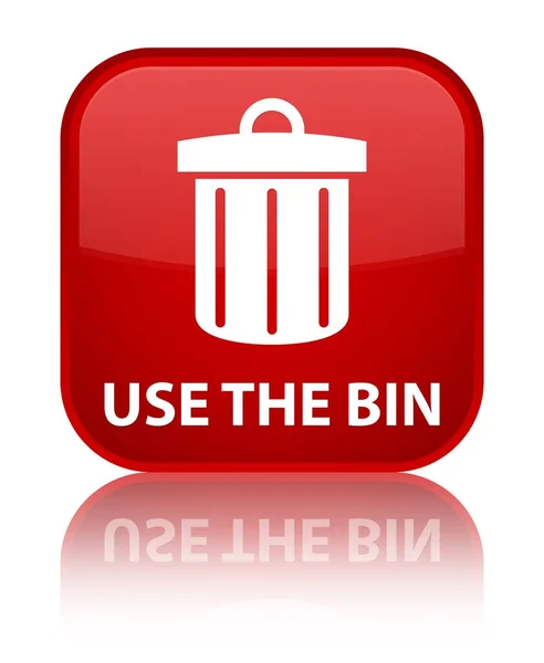 使用 bin (垃圾图标) 特殊的红色方形按钮 — 图库照片