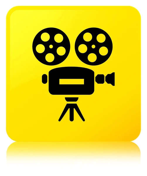 Videokamera-Symbol gelber quadratischer Knopf — Stockfoto