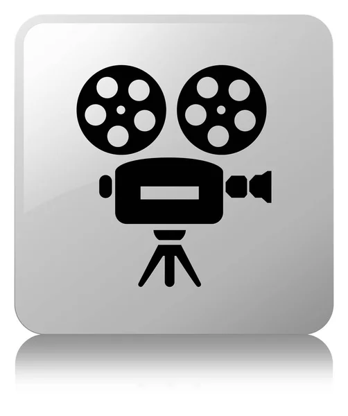 Videó kamera ikon fehér négyzet gomb — Stock Fotó
