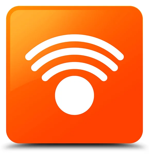 Wifi icona arancione pulsante quadrato — Foto Stock