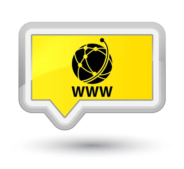 WWW (icono de red global) botón de banner amarillo primo — Foto de Stock