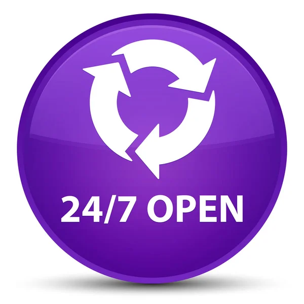24 / 7 botão redondo especial aberto roxo — Fotografia de Stock