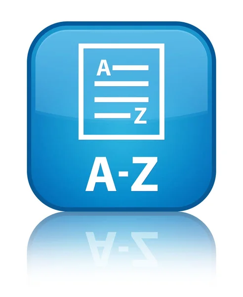 A-Z (list page icon) special cyan blue square button — Stock Photo, Image
