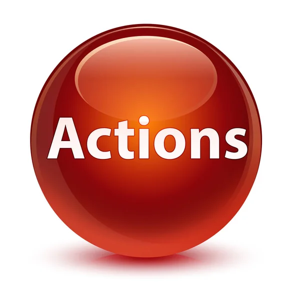 Ações botão redondo marrom vítreo — Fotografia de Stock