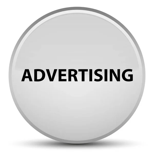 Реклама спеціальна біла кругла кнопка — стокове фото