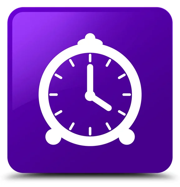Väckarklocka ikonen lila fyrkantig knapp — Stockfoto