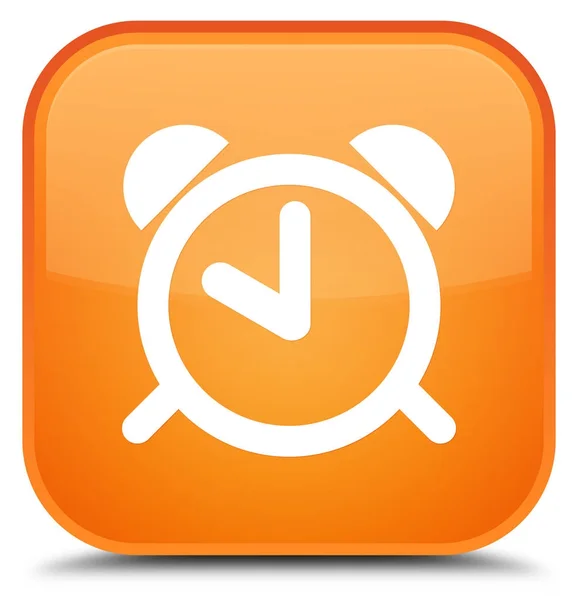 Ícone do relógio de alarme botão quadrado laranja especial — Fotografia de Stock