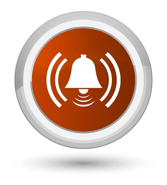Icono de alarma primer botón redondo marrón —  Fotos de Stock