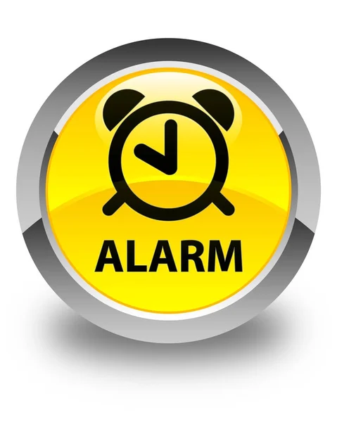 Alarm błyszczący żółty okrągły przycisk — Zdjęcie stockowe
