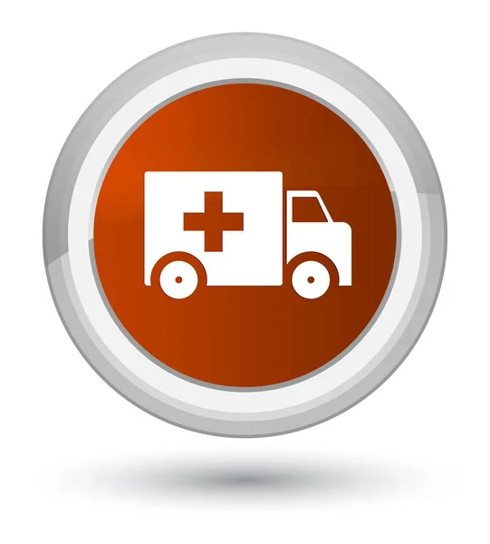 Ambulance icon prime brown round button — Stock Photo, Image