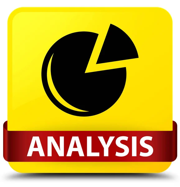 Analizy (ikonę wykresu) żółty przycisk kwadratowy czerwoną wstążką w środku — Zdjęcie stockowe