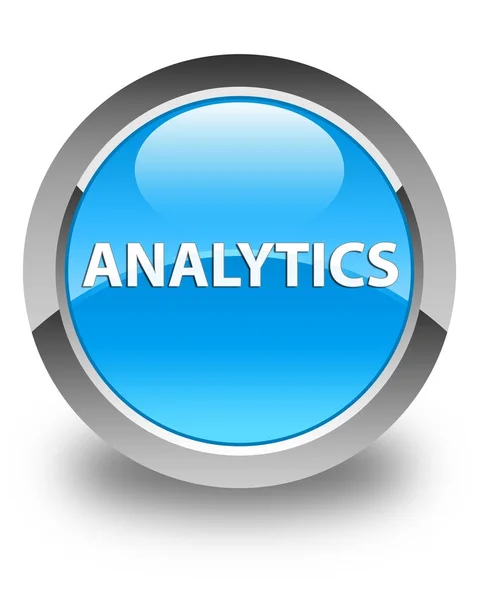 Analytics glossy cyan blå runda knappen — Stockfoto