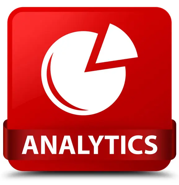 Analytics (grafik simgesi) kırmızı kare düğmesini kırmızı kurdele orta — Stok fotoğraf