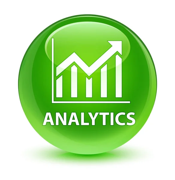 Analytics (statystyki ikona) szklisty zielony okrągły przycisk — Zdjęcie stockowe