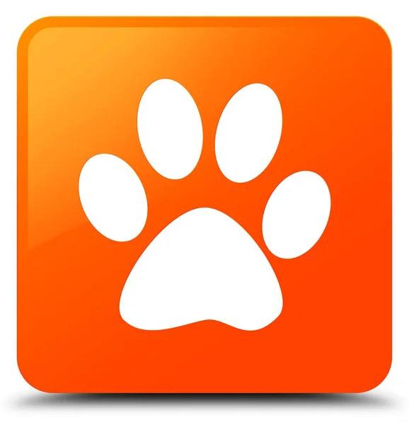 Animal footprint icon orange square button — Stock Photo, Image