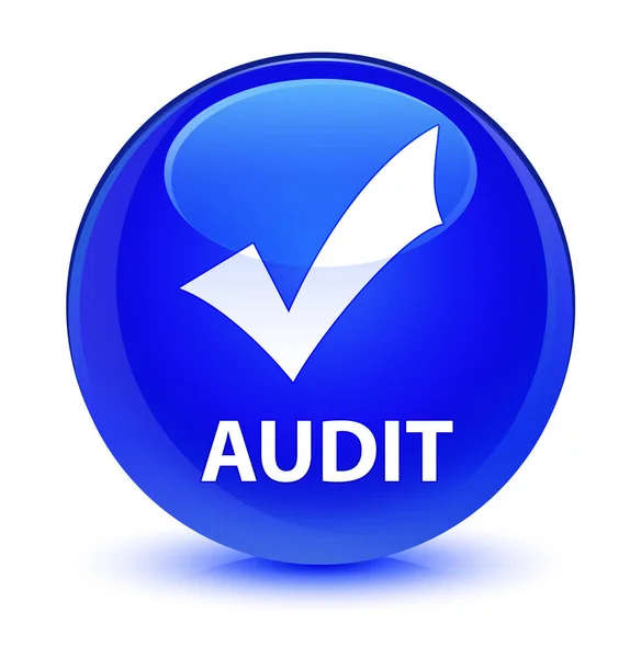 Audit (Validierungssymbol) glasiger blauer runder Knopf — Stockfoto