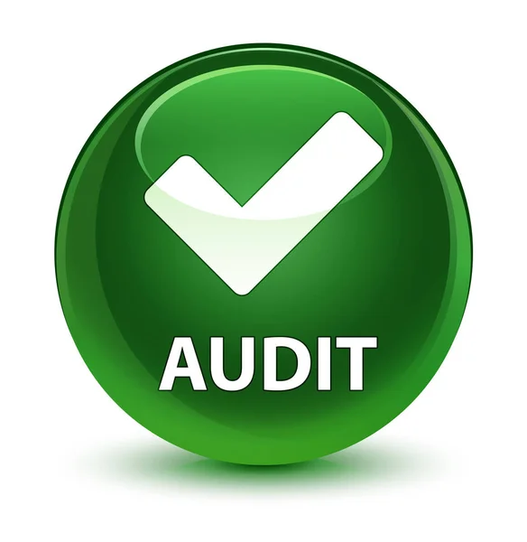 Audit (Symbol validieren) gläserner weicher grüner runder Knopf — Stockfoto