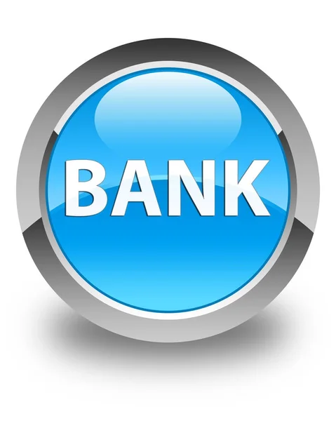 Banco brillante botón redondo azul cian — Foto de Stock
