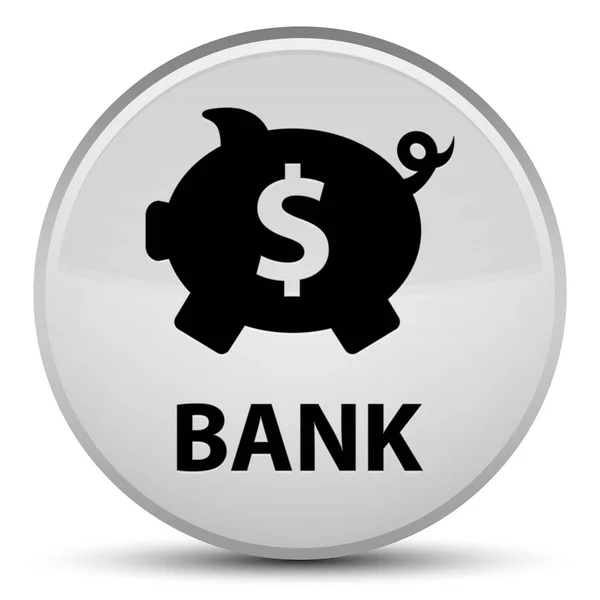Banco (sinal de dólar de caixa porquinho) botão redondo branco especial — Fotografia de Stock