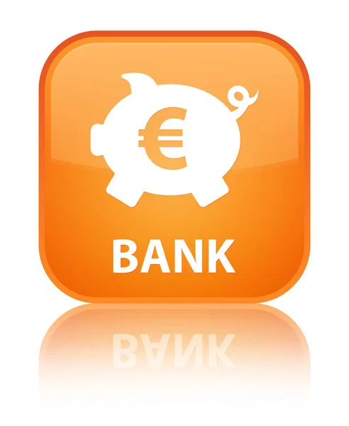 Banco (piggy box euro sign) botão quadrado laranja especial — Fotografia de Stock