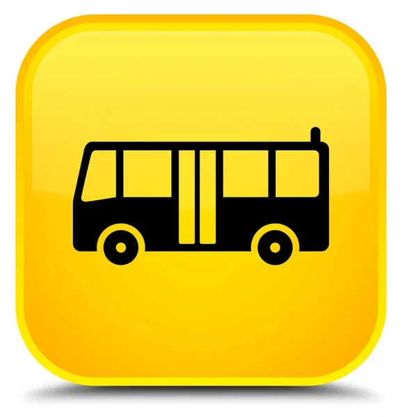 バスのアイコン特別な黄色の正方形ボタン — ストック写真