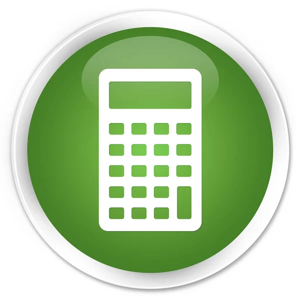 Ícone calculadora premium botão redondo verde macio — Fotografia de Stock